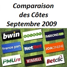 Comparateur de cotes septembre 2009